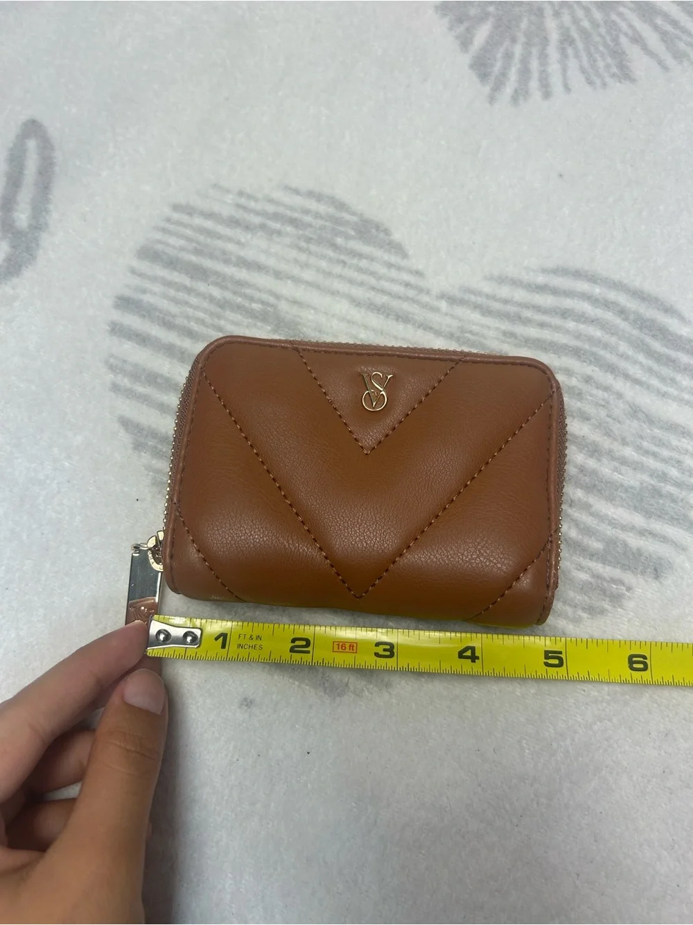 Victoria Secret tan/brown small wallet with gold hardware